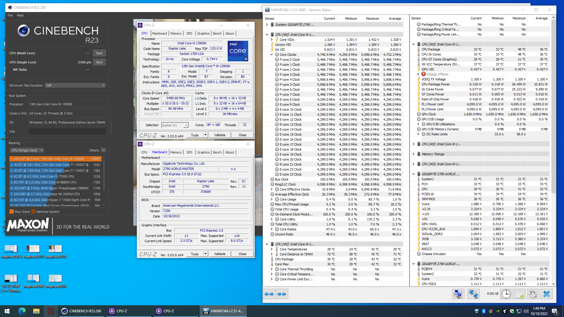 GIGABYTE Z790 BIOS OC 6GHz cinebench b6179